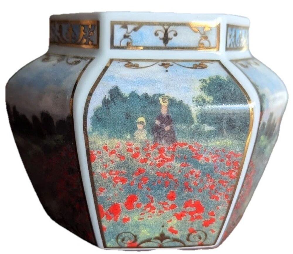 Vtg Goebel Artis Orbis Claude Monet Poppy Field Mini Vase Porcelain Germany